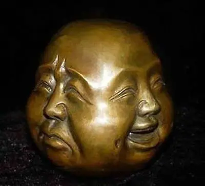 Редкая китайская тибетская латунная Статуэтка ymying с 4 лицами и головой