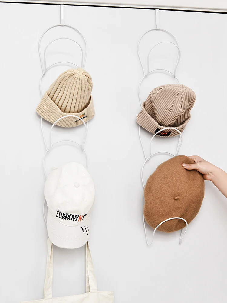 

zq Hanging Hat Storage Wall Hanging Wardrobe Creative Door Cloak Hook Bag Multi-Layer Storage Rack Dormitory