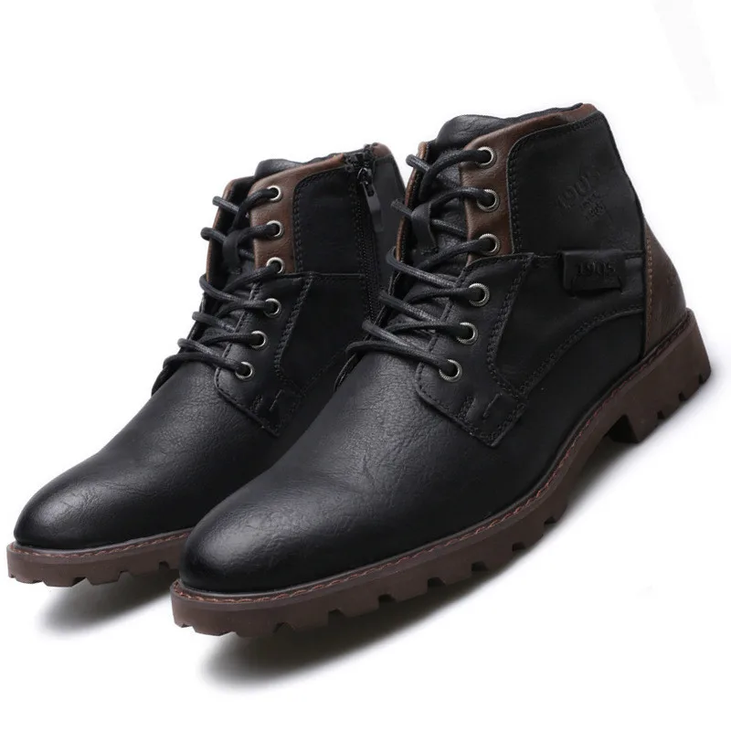 

Work Shoes Winter Boots Men Big Size Plush Warm Winter Shoes Men Brown Vintage Men Boots Safety Shoes tyhh7