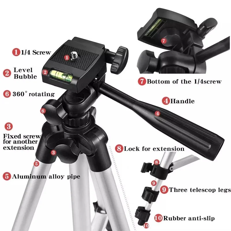 360 градусов мобильный телефон клип FoldableTripod Держатель подставка под Штативная