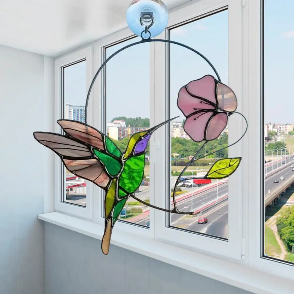 

2022 Gifts Window Panel Hanging Pendant Ornaments For Wall Multicolor On Acrylic Decorations Birds Wire Suncatcher Stained S9T0