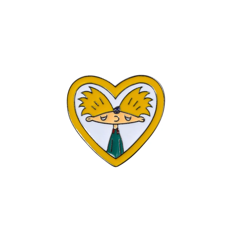Heart Boy Мультяшная фигурка крутая брошь для мальчика креативный комикс Arnold Ename булавки джинсовые куртки воротник Нагрудный значок булавка милые ювелирные изделия подарок для детей - Окраска металла: Heart Boy