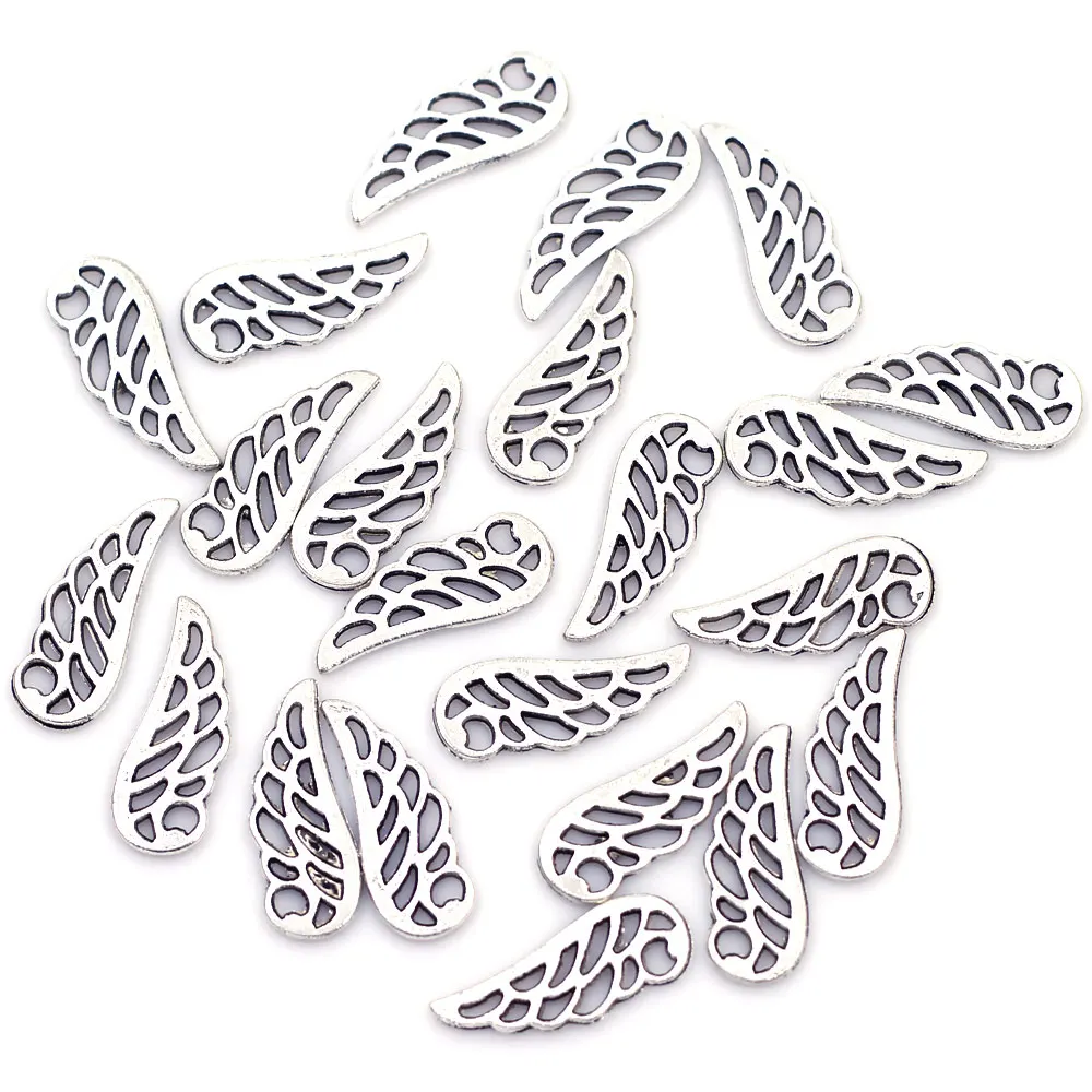 

20Pcs Pendants Bird Wing Animal Metal Silver Tone For Charms Bracelet Fashion Jewelry DIY Findings 24mm