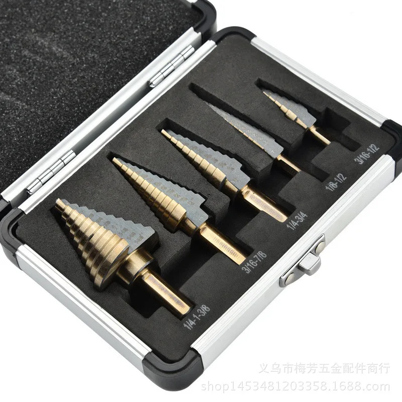 

5-Piece British Ladder Drill Set/Step Drill/Steel Plate Drill/Twist Drill/Export Reamer