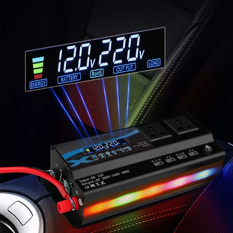 $49.25 Pure Sine Wave Inverter Power 3000w 4000w DC 12v 24v to AC 220v Car Inverter Converte WITH LED Display frequency converter