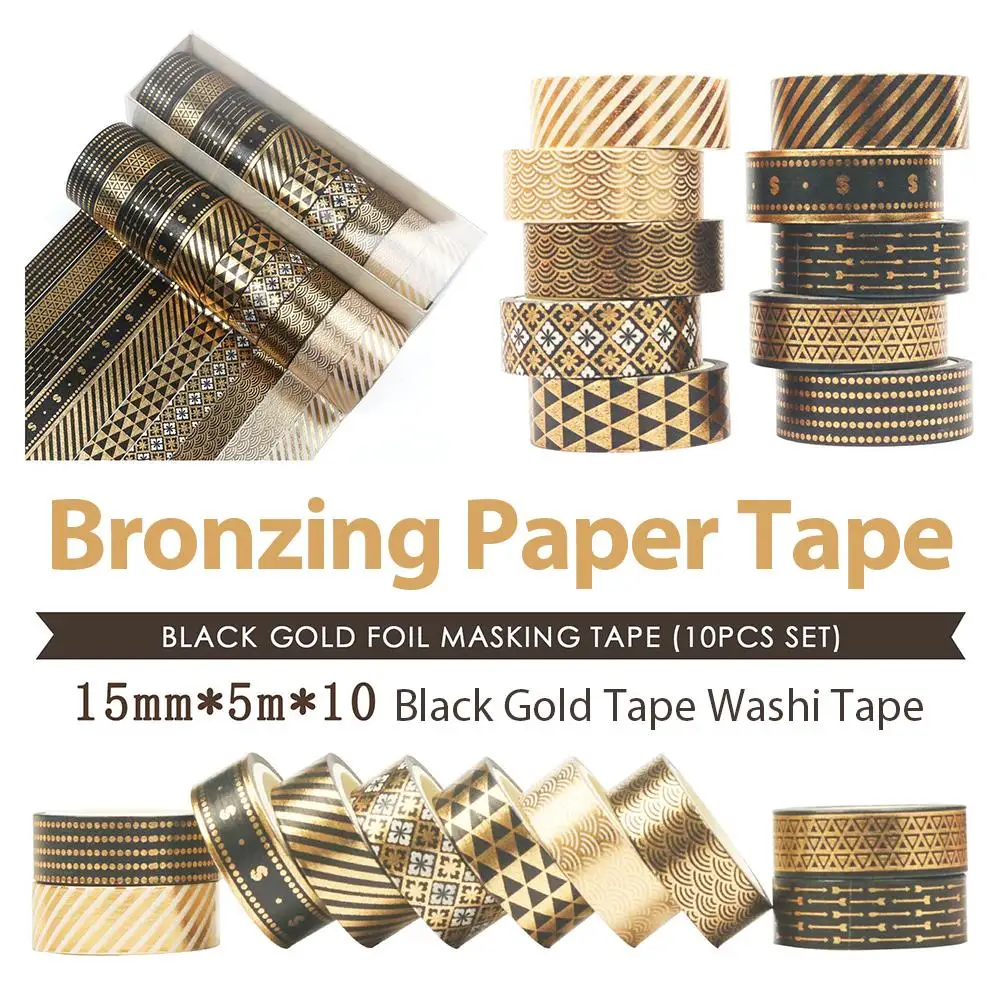 10 рулонов бронзирующей бумажной ленты прочная мягкая клейкая лента черного и