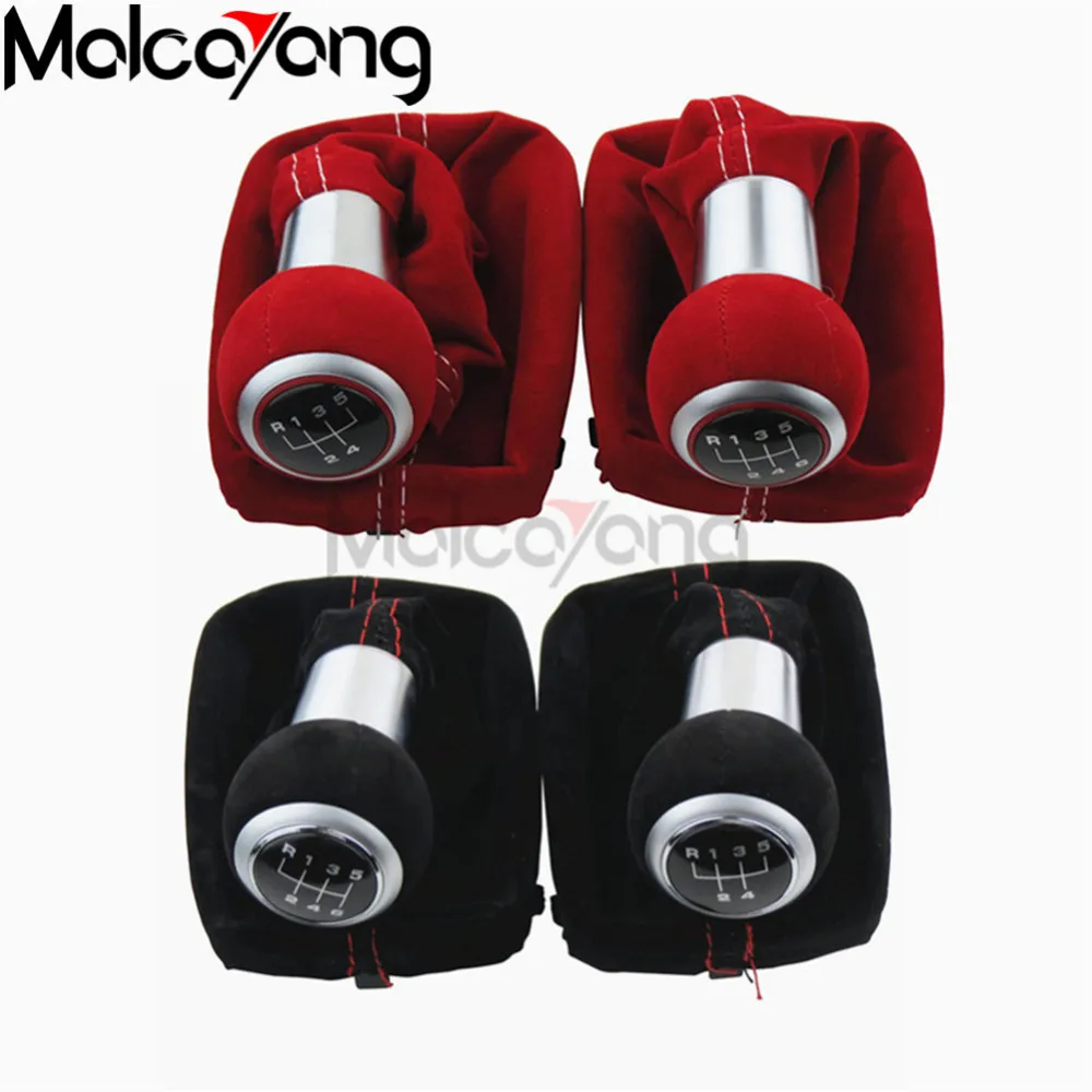 

NEW For Audi A3 S3 2001 2002 2003 Car Styling Black Red 5/6 Speed Level Suede Leather Complete Gear Shift Knob Boot Cover Gaiter