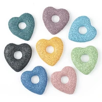 31mm natural stone bigheart shaped hollow pendant lava beads for jewelry making necklace diy