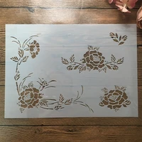 a4 29cm rose flowers diy layering stencils wall painting scrapbook embossing hollow embellishment printing lace ruler