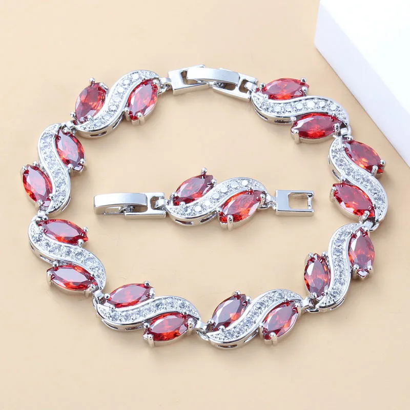 Свадебный красный гранат циркон серебряный цвет ссылка браслет Здоровье модные