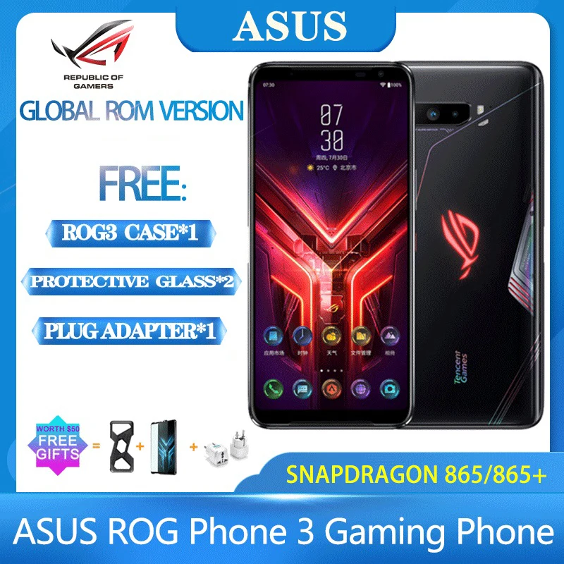 Новый ASUS ROG Phone 3 Snapdragon 865 / плюс ROG3 NFC игровой телефон 6000 мА/ч Батарея 128/256/512G 5G