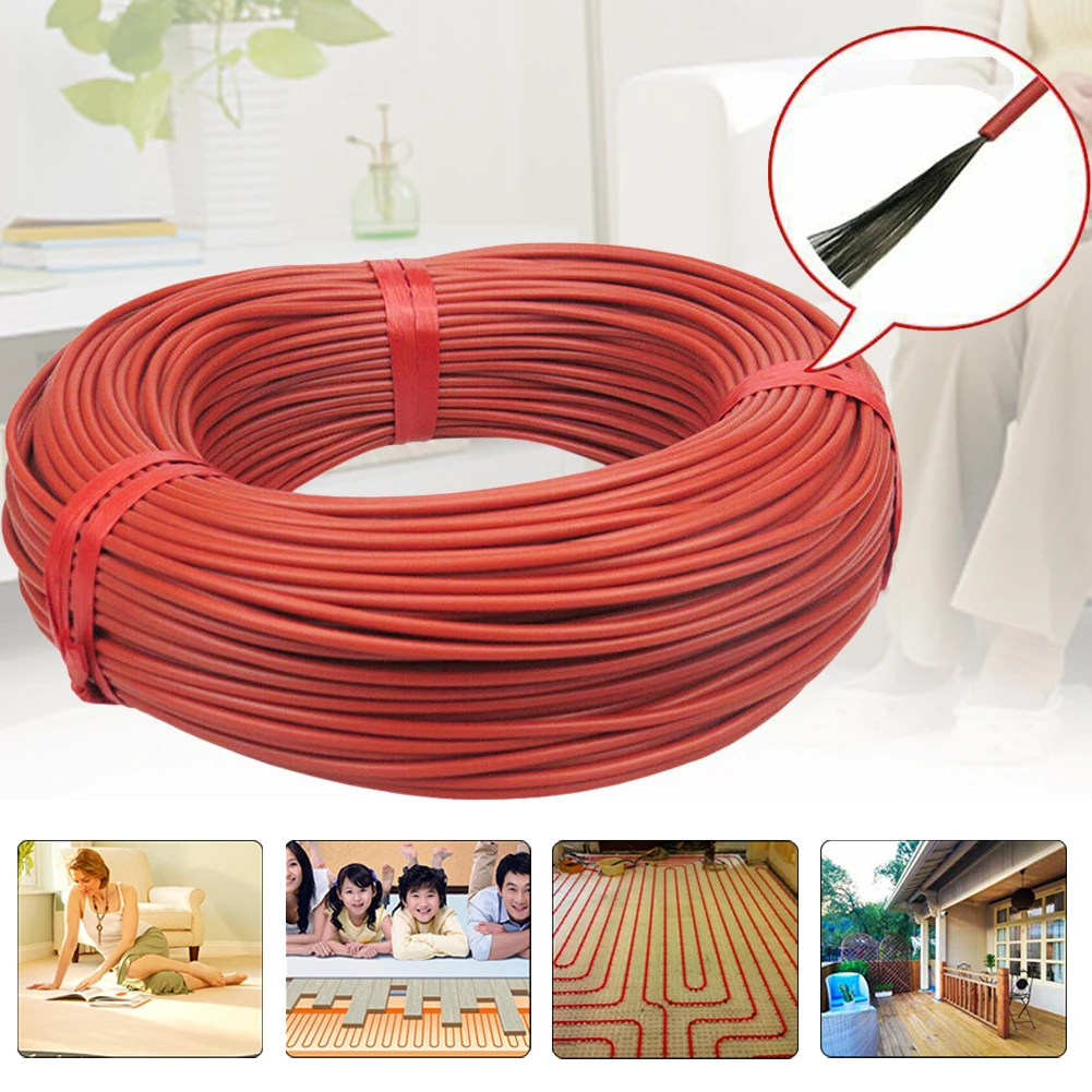 

100m Carbon Fiber Farm Wire 12K Red Floor Warm Electric Blanket Durable Greenhouse Infrared Heating Cable Home Insulated