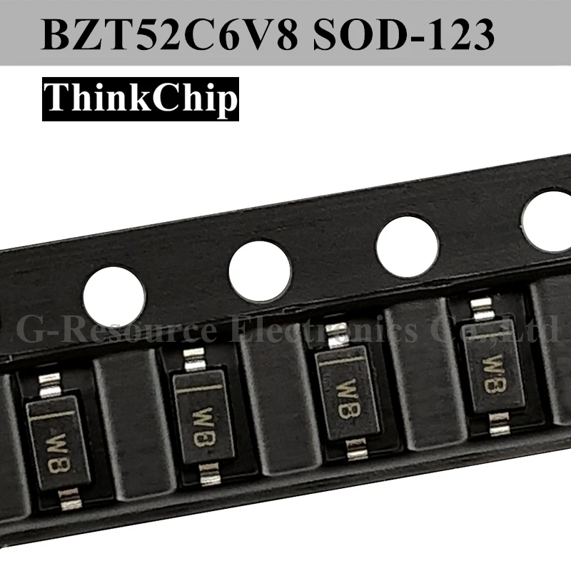 

Диод, стабилизированный напряжением BZT52C6V8 SOD-100 SMD 123, 1206 в, SOD323 (маркировка WB), 6,8 шт.