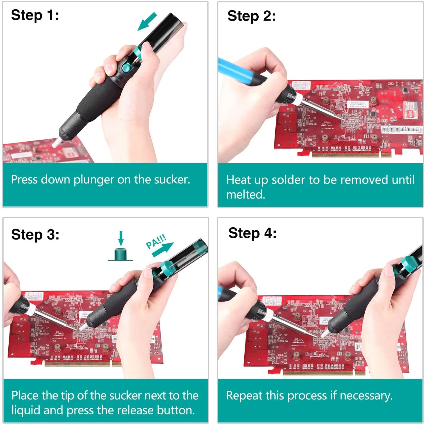 Double Ring Desoldering Suction Pump Plastic Powerful Solder Vacuum Sucker Desolder Gun Pompe A Dessouder | Инструменты