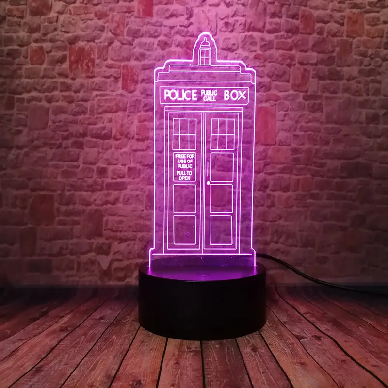 3D иллюзионная светодиодная лампа цветной мигающий ночник для сна модель Tardis