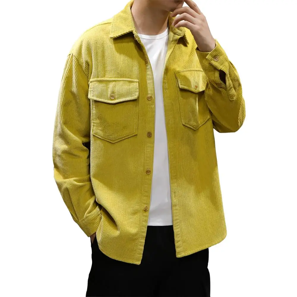 Мужская длинная рубашка в стиле Харадзюку коричневая Повседневная модная