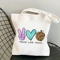 2021 teacher supplies rainbow first grade printed tote bag women harajuku shopper handbag shoulder shopping lady gift canvas bag