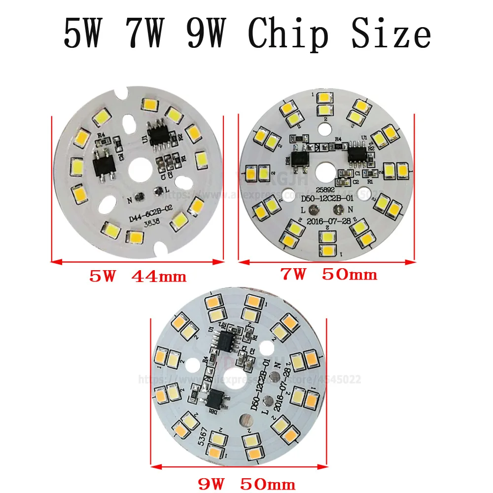 5 Вт AC220V светодиодный PCB двухцветный светильник, цветной Диммируемый SMD2835 чипы с умным IC драйвер лампы алюминиевая пластина для Светодиодный светильник s