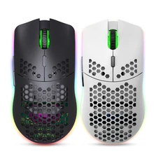 USB Rechargeable Notebook Desktop Mice T66 Honeycomb Lightweight RGB Backlit 2.4GHz Wireless Mouse for Home Office