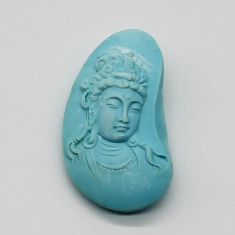 

AAAAA Chinese Totem Real Natural Turquoises Green Blue Precious Stone Pendant Necklaces Jewelry Beads