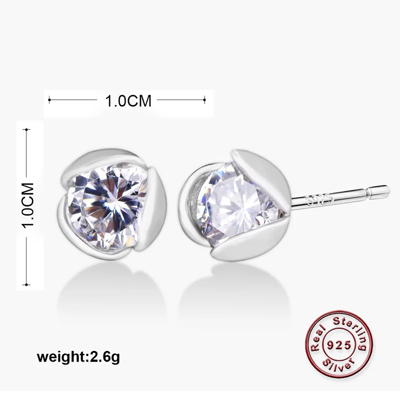 Funmor базовый бутон 925 пробы серебряные серьги-гвоздики циркониевые простые серьги
