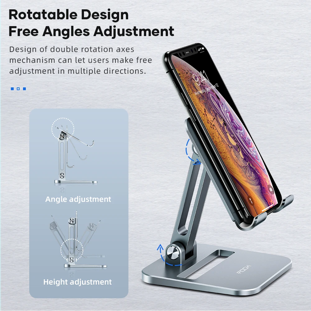 rock metal tablet stand adjustable foldable phone holder for ipad 7 9 9 7 10 5 11 12 9 inch samsung xiaomi tablet desktop holder free global shipping