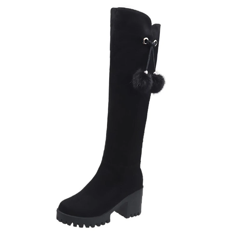 

Winter for Woman New Fashion Round toe Consice Zipper Knee high boots Elegant Block heels Big size 40
