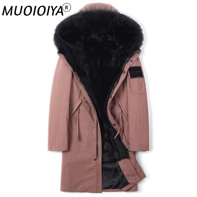

MUOIOYIA Winter Jacket Men Thick Parka Hooded Clothes Real Wool Fur Coat 100% Raccoon Fur Collar Jackets Hommes Veste LXR870