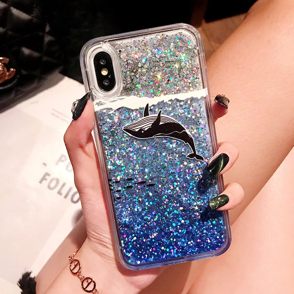 Мягкий чехол для телефона из ТПУ с рисунком акулы медведя динамического жидкого