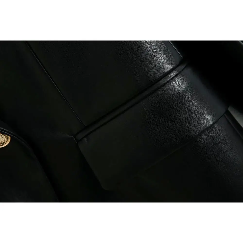 

2020 New Women Blazer Faux Leather Long Sleeves Blazer Back vent Double-breasted PU Jacket female casual fashion Women Coat