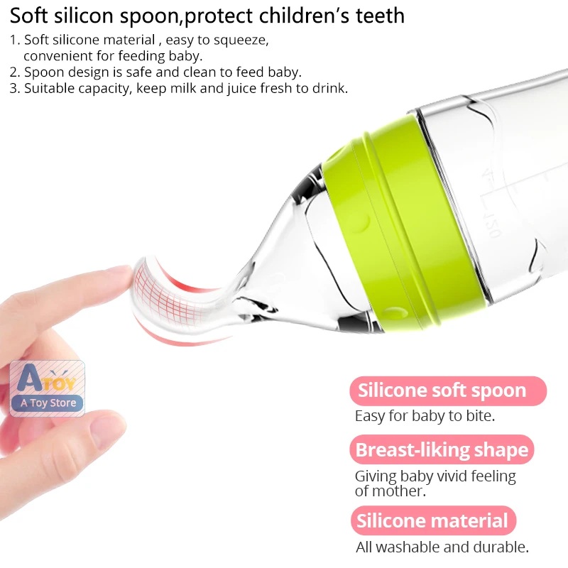 Безопасная бутылочка для кормления новорожденных силиконовая выжимная ложка