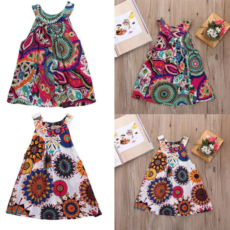 Американские вечерние платья без рукавов с цветочным принтом для маленьких