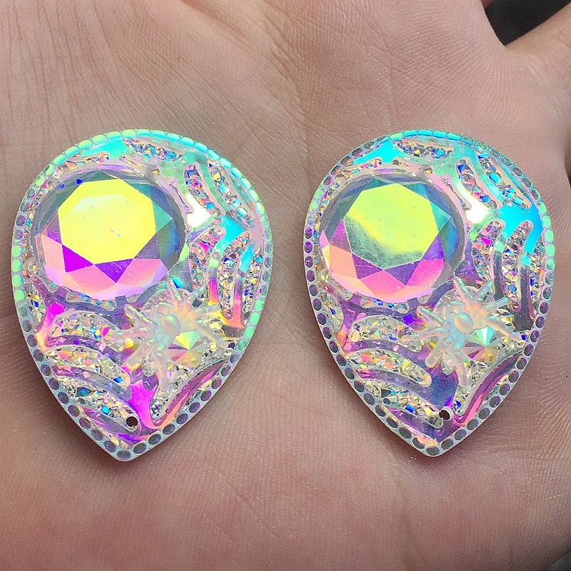 Новое поступление 30*40 мм капли воды Белый AB Кристалл стразы с плоской задней