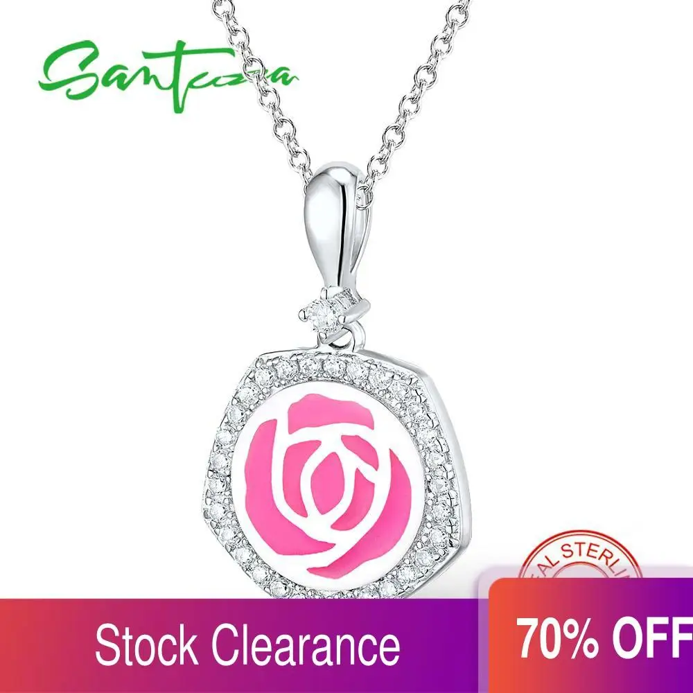 Женский серебряный кулон SANTUZZA из серебра 925 пробы с эмалью и розовыми цветами