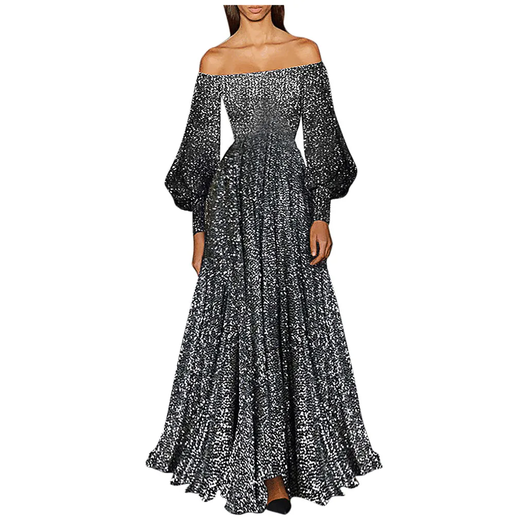 Шикарное ретро платье макси женские свободные платья с блестками сексуальное