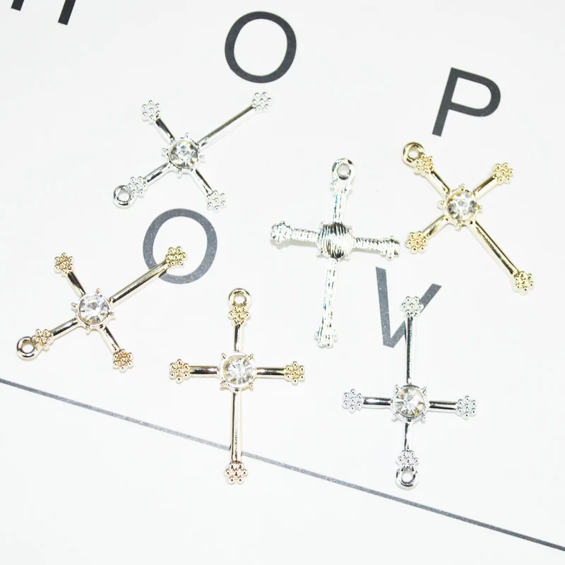 10 шт./лот новое поступление золотой серебряный цвет крест очаровательные