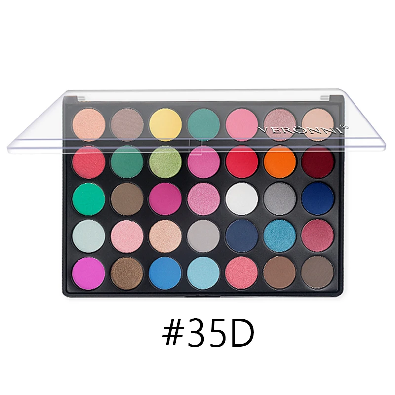 35D Color Eyeshadow VERONNI 35 цветов обнаженные тени для век Макияж Shimmer Водонепроницаемый Профессиональный матовый блеск обнаженные тени для век макияж Палитра - Цвет: 35D Color Eyeshadow