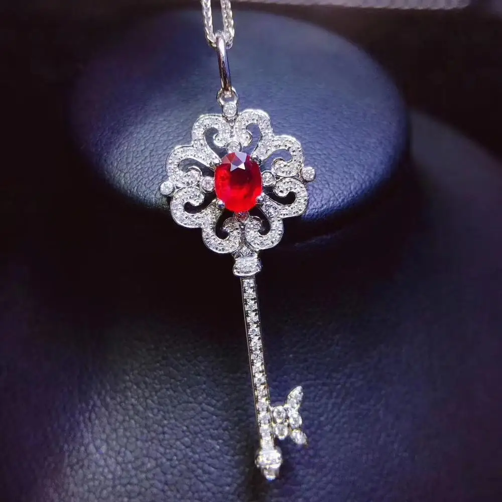 Женское Ожерелье с красным Рубином ювелирное изделие из серебра 925 пробы
