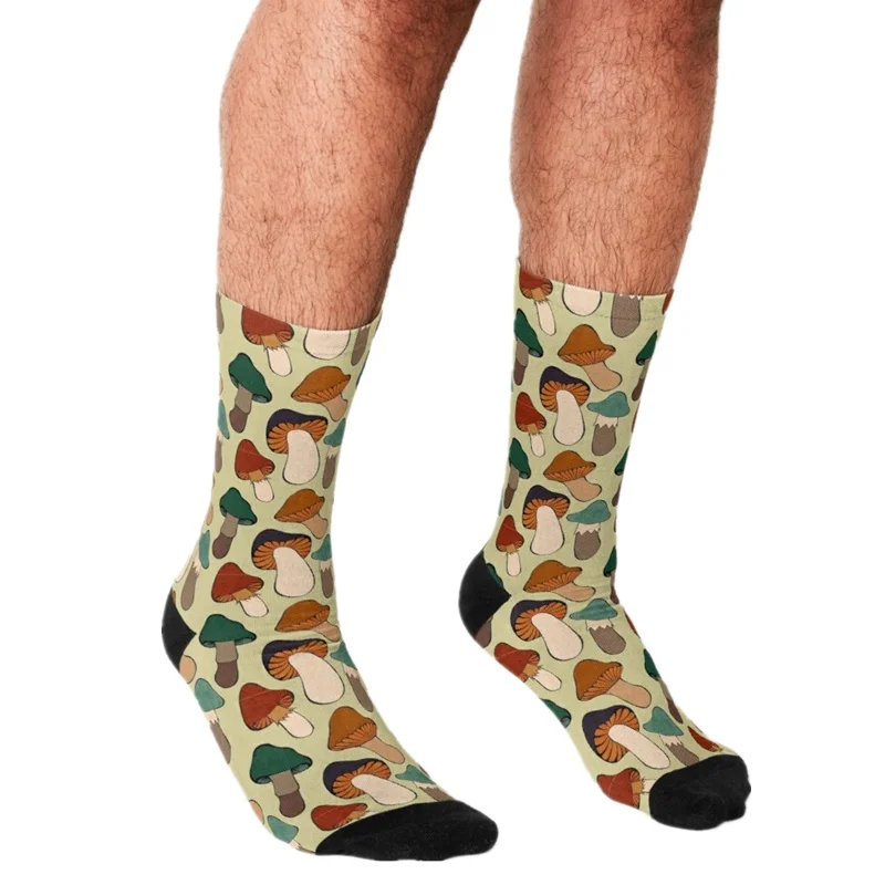 

Socks Men harajuku Deadly Mushrooms Red on Pink Socks Printed Happy hip hop Men Socks Novelty Skateboard Crew Casual Crazy Socks