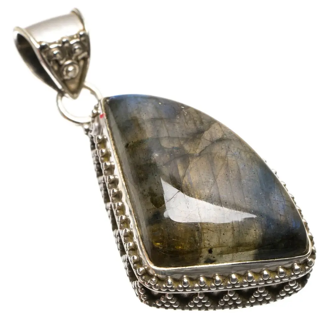 Натуральный голубой огненный Лабрадорит ручной работы уникальный кулон из