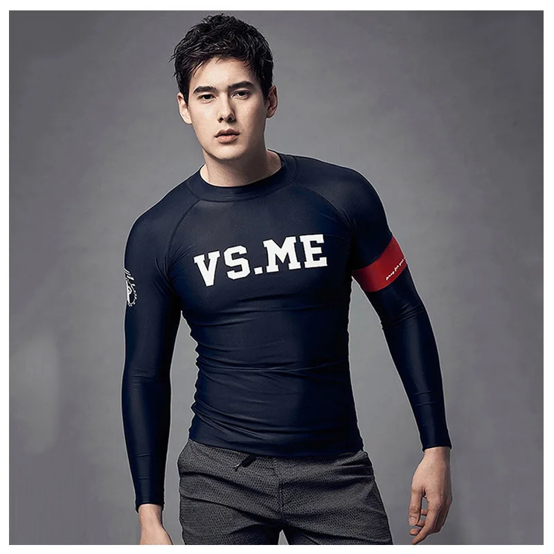 

2021 New Korea fashion splicing long sleeve sun-protective diving suit slim split high waist swimsuit for women and men t shirt