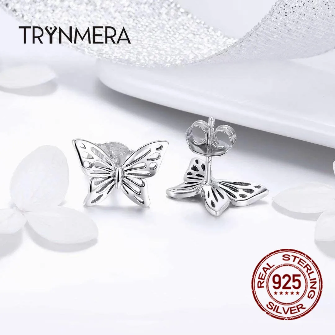 TRYNMERA Insect Collection 925 Sterling Silver Butterfly Dream Exquisite Stud Earrings for Women Jewelry TE094 | Украшения и