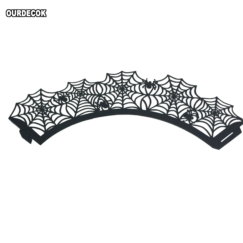 12 шт./лот Хэллоуин паутина/гробница любви лазерная резка обертки для кекса