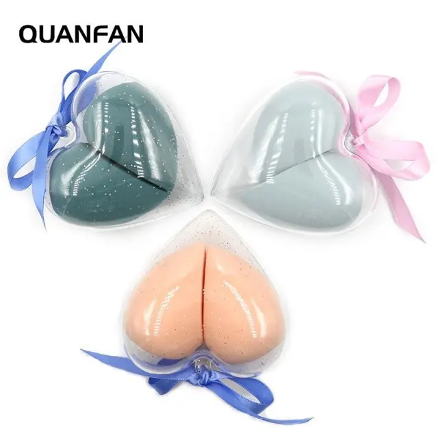 Губка для макияжа в форме сердца 2 шт./компл. коробка из нелатексного материала