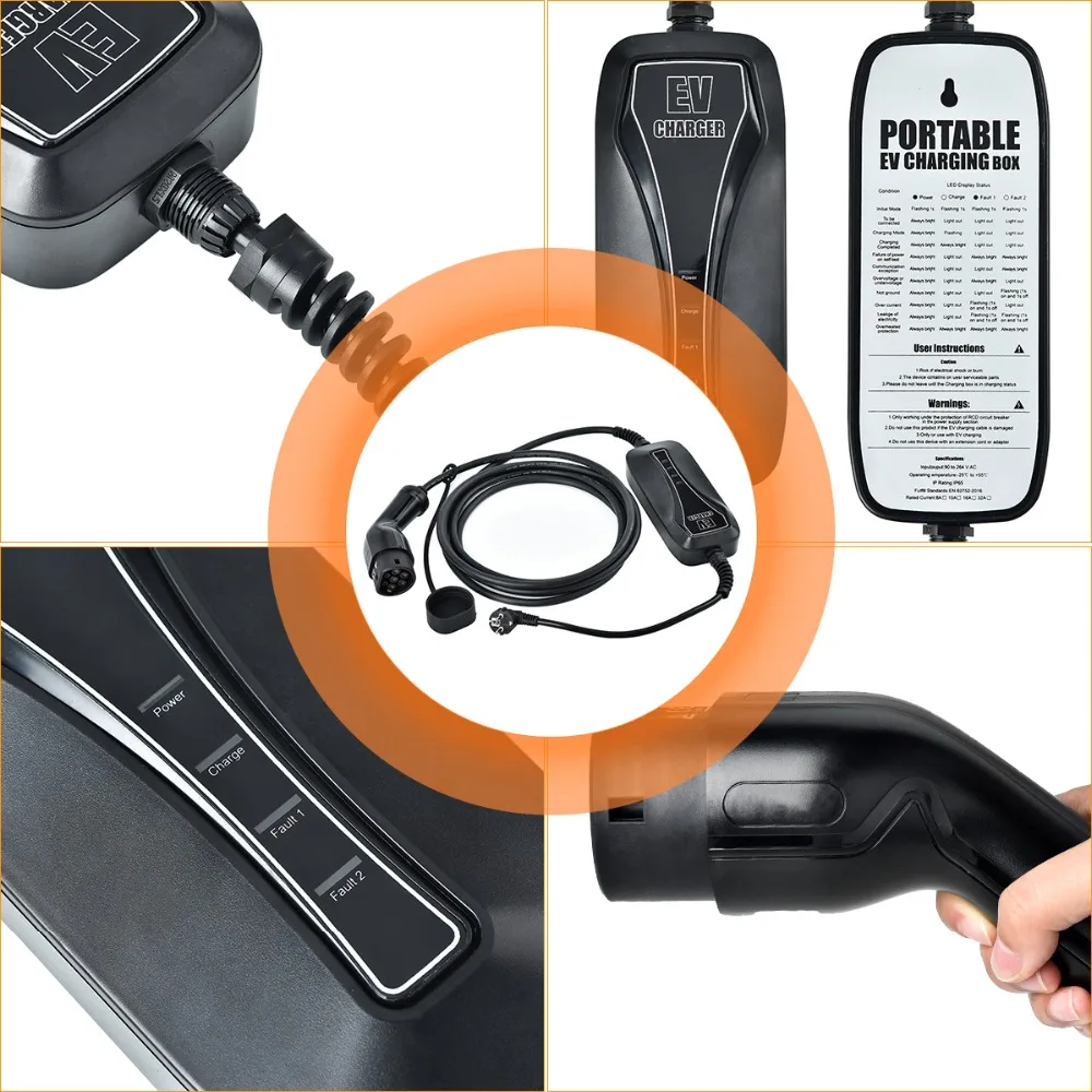 Зарядное устройство Duosida EV EVSE 5 метров 16A type 2 Mennekes EV Plug EU Schuko портативный автомобильный электромобиль EV зарядный кабель