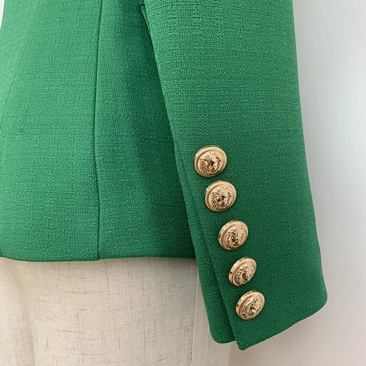 

Autumn Designer Fashion All-match Slim Blazers Women's Metal Lion Buttons Double Breasted Blazer Ladies Streetwear Green Jacket