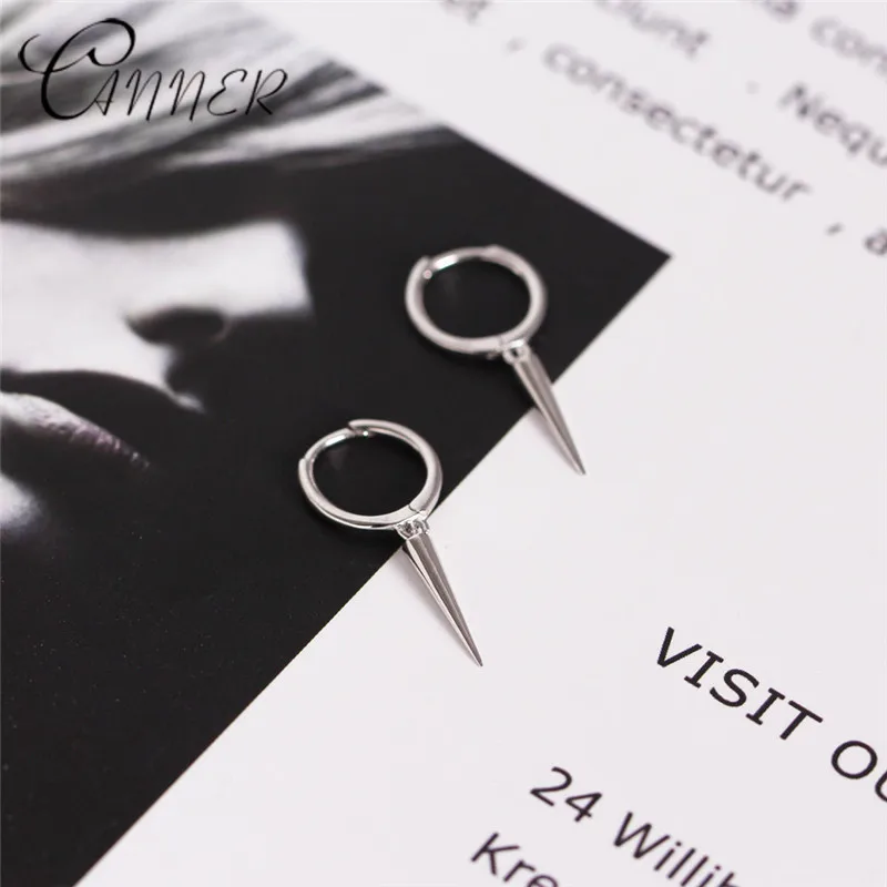 

CANNER 2019 New Fashion Popular Earrings Women's Punk Style Rivet Spike Earings Korean Version 925 Sterling Silver Earrings Gift