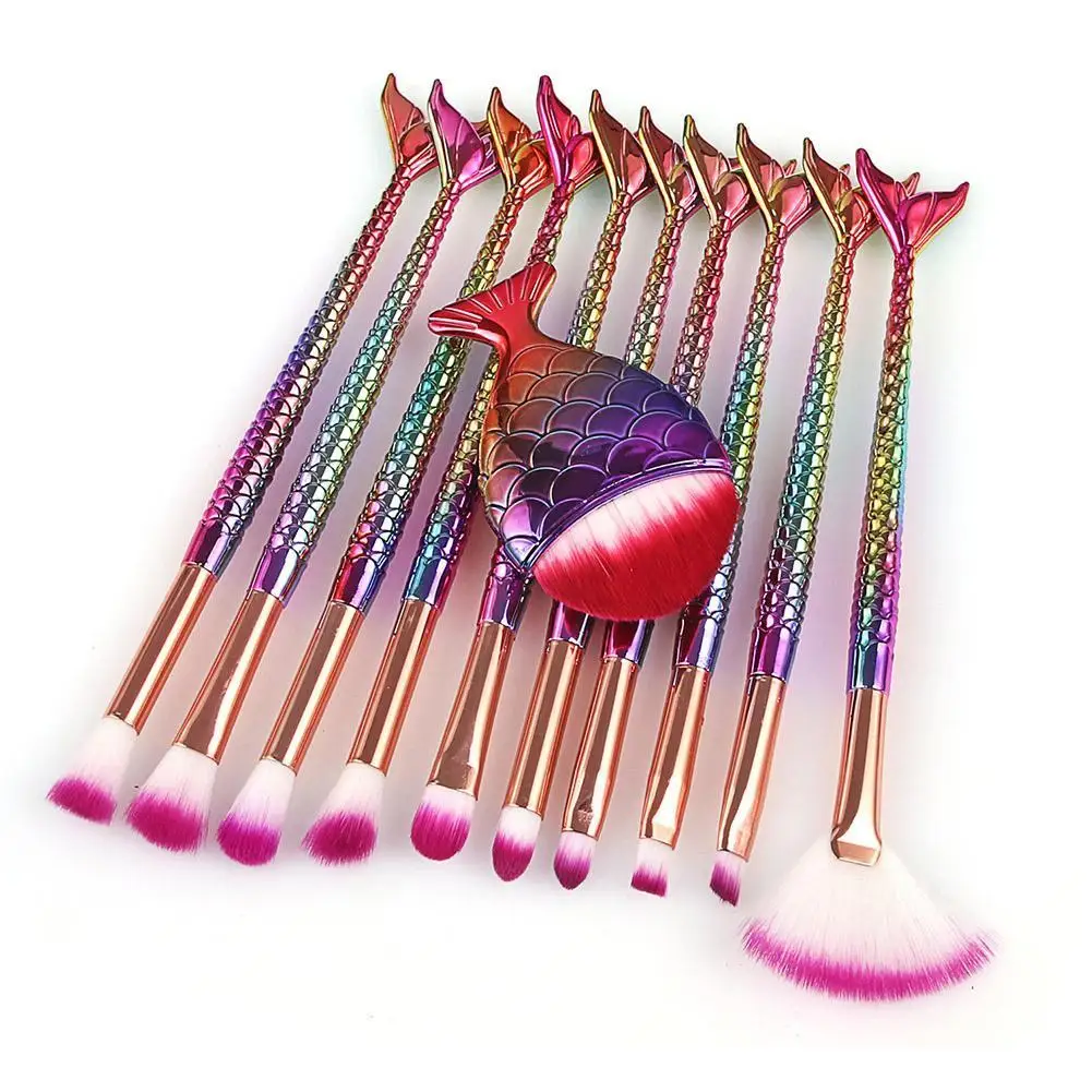 

Mermaid Makeup Brush Fshtail Chubby Fish Makeup Brush Tools Eyebrow Hair Highlight Powder Loose Beauty Natural Cosmetic Y6G0