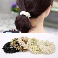 1pc pearl scrunchie rubber band rope velet elastic scrunchies girls ponytail holder hair bands headwear accessories for women