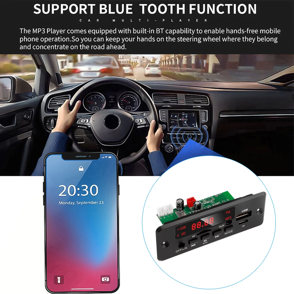 2*25 Вт 50 усилитель MP3 плеер декодер доска Bluetooth 5 0 Автомобильный FM-радио модуль